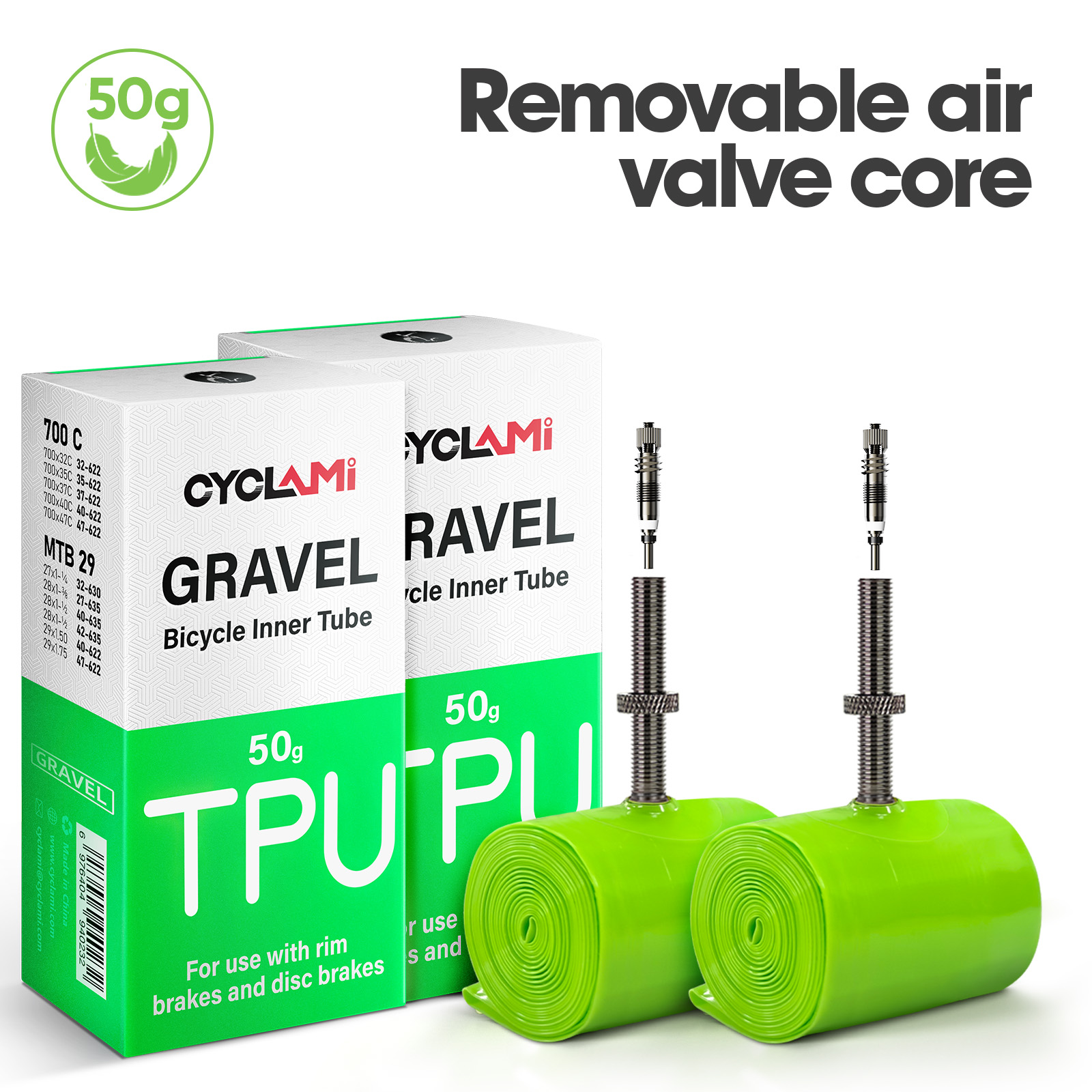 Gravel Bike Tires - Câmara de ar ultraleve CYCLAMI para